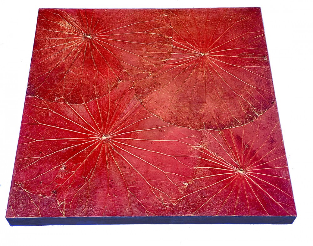 Wanddekor Lotus, rot - ca. 48x48x4 cm